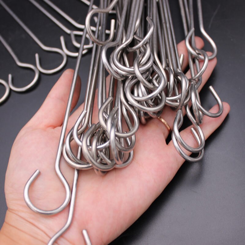 Varilla para pinchos redondos de ganso de 10 Uds., de acero inoxidable, para barbacoa, aguja, brochetas de barbacoa, utensilios de cocina, Picnic para acampar al aire libre