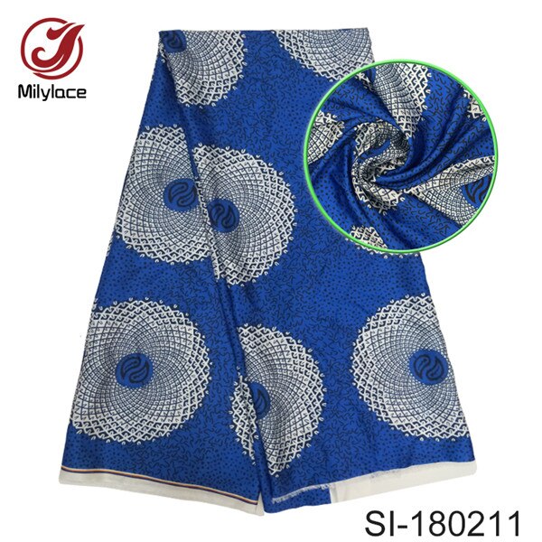 Tissu en satin de soie imprimé wax africain doux, 5 mètres par lot, pour vêtements, 20 modèles disponibles, si -180201: Si -180211