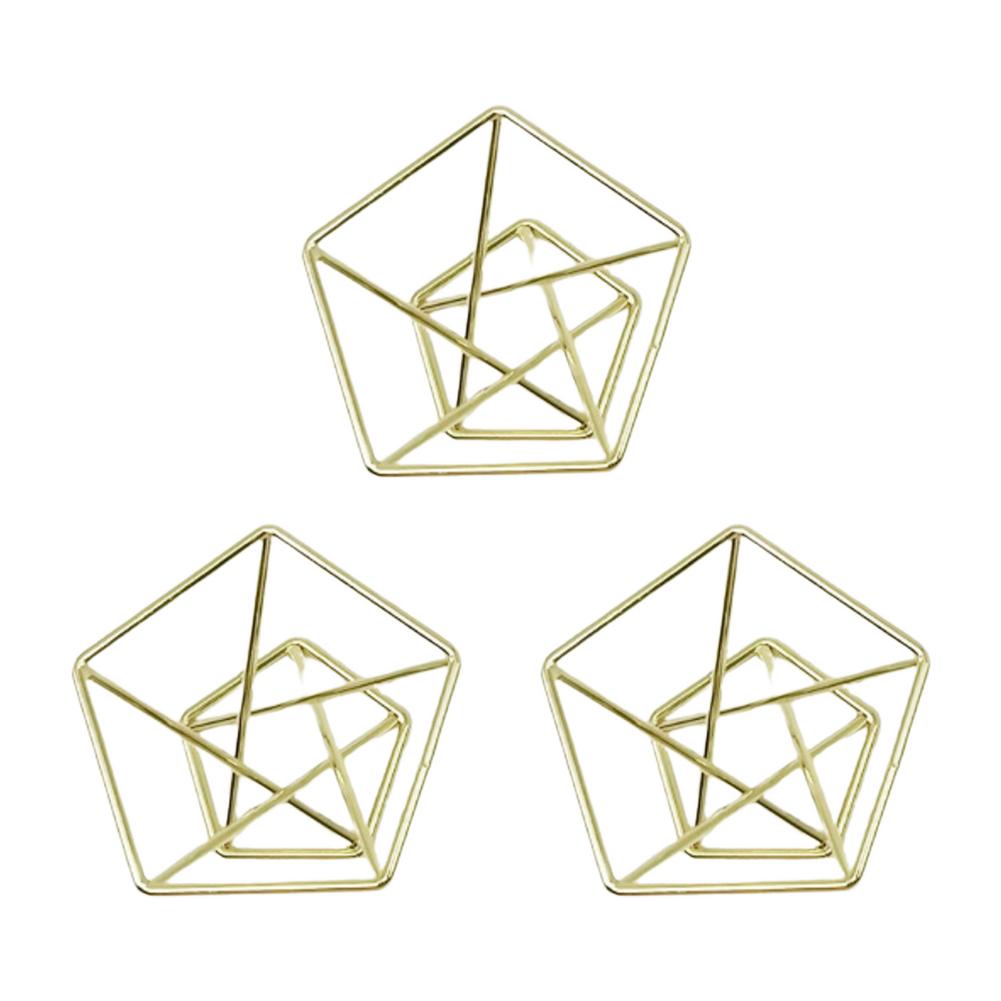 3 stk geometrisk blomsterstativ stander bregne plantestativ jern blomstervase unik jern blomsterstativ til sukkulent plante mini: Guld