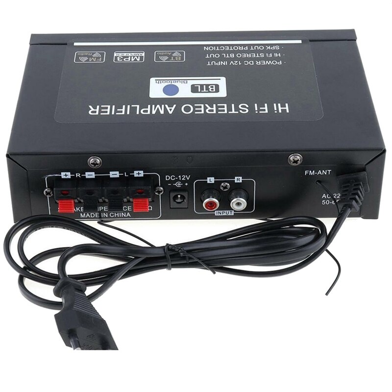 Bluetooth 800W Mini Power Audio Amplifier Hi-Fi Bass AMP MP3 FM USB SD Car Home(EU Plug)