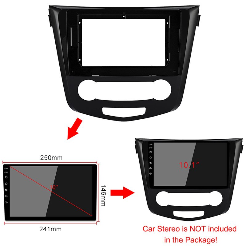 10.1 Inch Car Fascia For Nissan Qashqai Dashboard Mount Installation Fascias Panel In-dash Double Din Car Dvd Frame