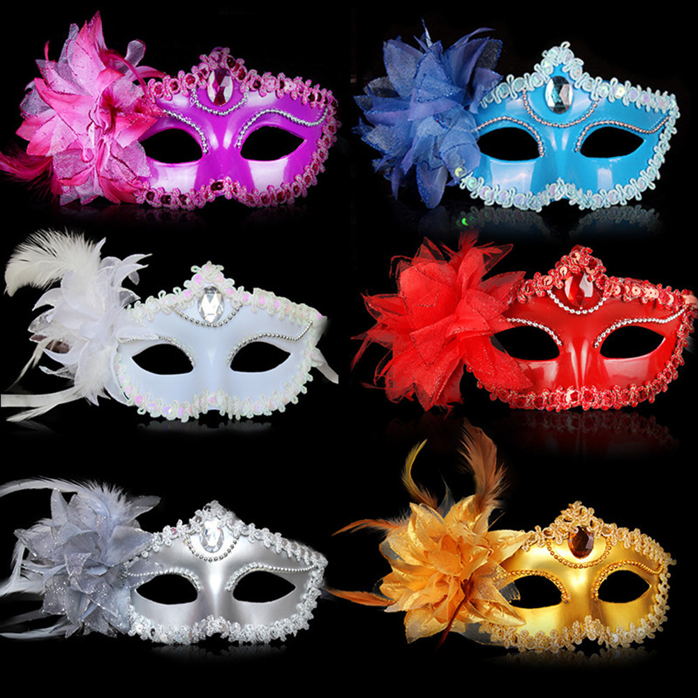 Tanz Party Diamant venezia nische Maske Feder Blume Hochzeit Karneval Leistung Kostüm sexy Dame Maske Maskerade Weihnachten