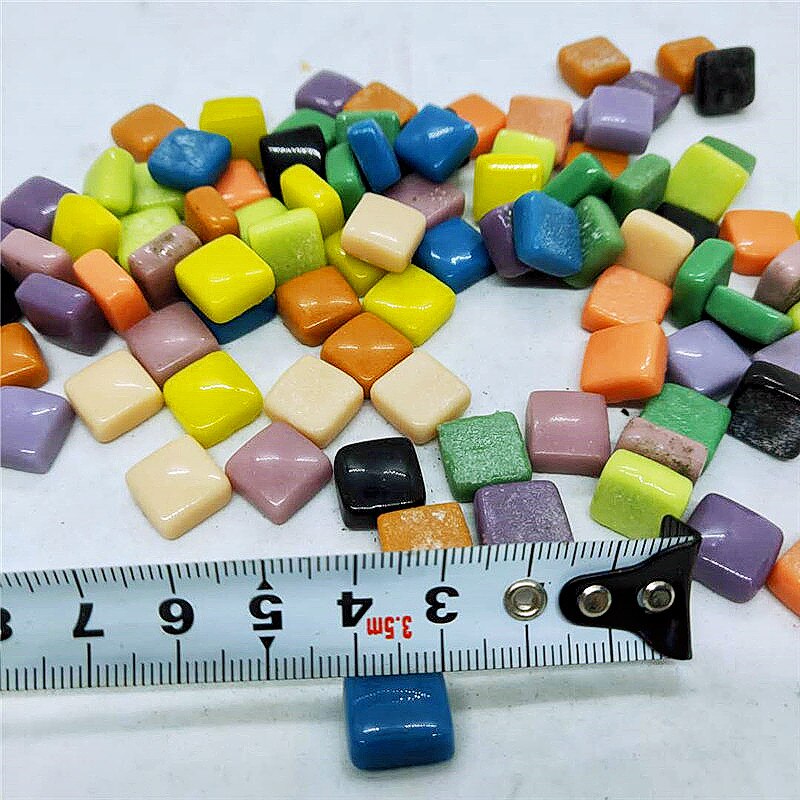 125pcs(Approx. 250g/8.82oz) Jade Mosaic Tiles 1.1*1.1*0.4cm Square Mosaic Stones DIY Mosaic Craft Materials Mix Color