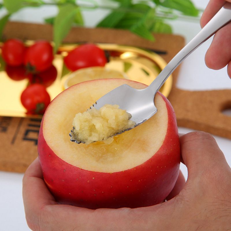 Stainless Steel Grapefruit Scraper Spoon Serrated Sawtooth Edge Long Handle Multi-functional Baby Food Prepare Tool
