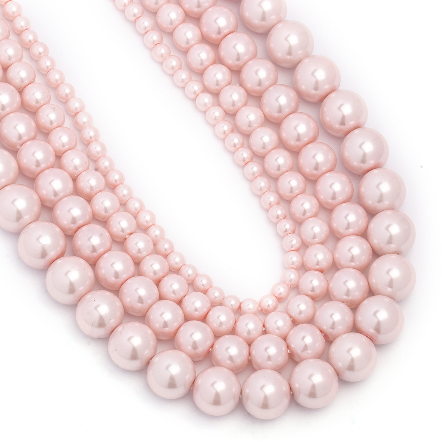 de cuentas de perlas de imitación de vidrio, cuentas espaciadoras de color rosa claro para fabricación de joyería, accesorios de pulsera Diy 4 6 8 10mm