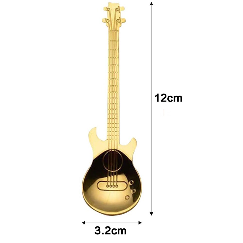 1pcs Guitar Spoons Coffee Teaspoon Stainless Steel Colorful Dessert Spoon Rainbow Tableware Flower Tea Spoons