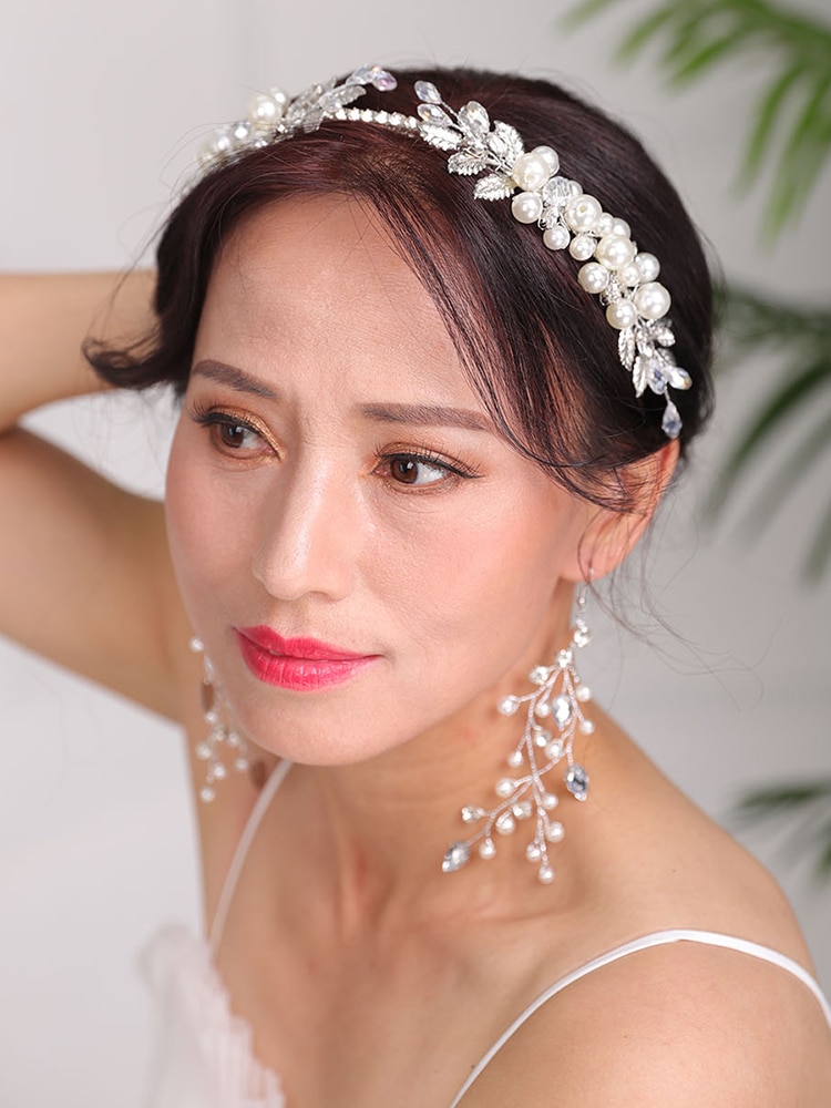 Wedding Bridal Hair band Silver Headpieces Rhinestones Crystal Headdress Handmade Hairstyles Jewellery Hair Accessories set