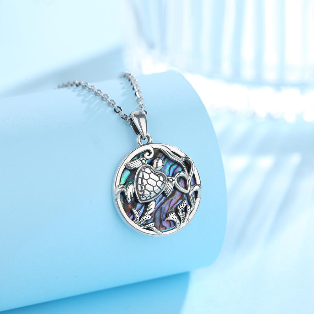 Eudora 925 sterling sølv hav havskildpadde vedhæng halskæde med mor til sølv dyr blå farverige fine smykker til kvinder