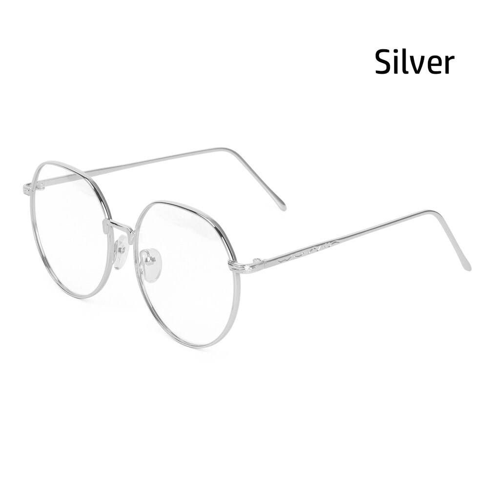 1pc Metal Anti-Blue Light Glasses Unisex Ultralight Round Metal Frame Computer Glasses Blocking Eyeglasses Flat Mirror Eyewear: 5
