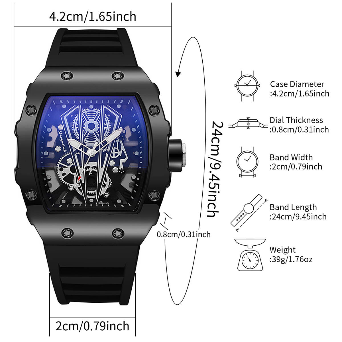 1/2 STUKS Mode Mannen Horloges Luxe Grote Wijzerplaat Quartz Horloge Casual Siliconen Band heren Sport Horloges Reloj Hombre (zonder Doos)