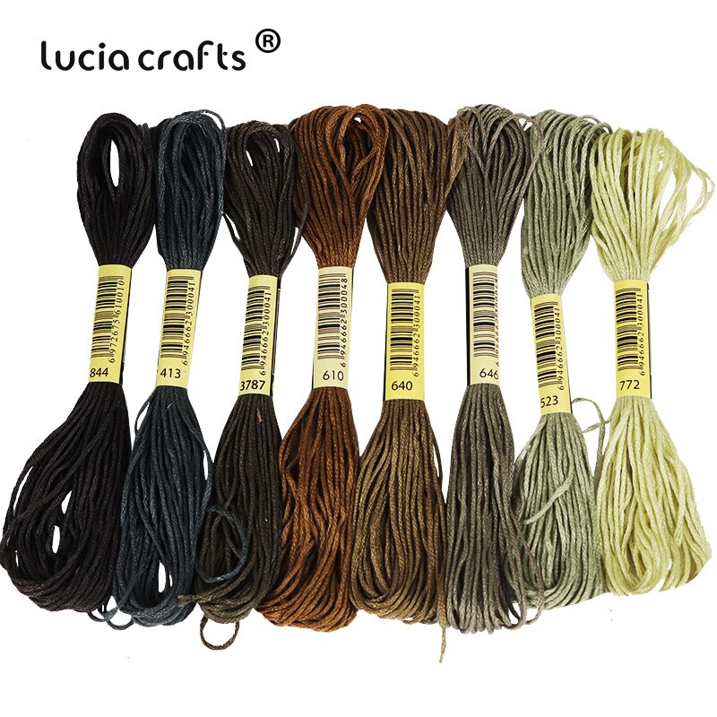 Lucia Crafts 8 Pcs/Lot Multicolor Thread Cross Stitch Cotton Sewing Skeins Embroidery Thread Kit DIY Sewing W0311: C7