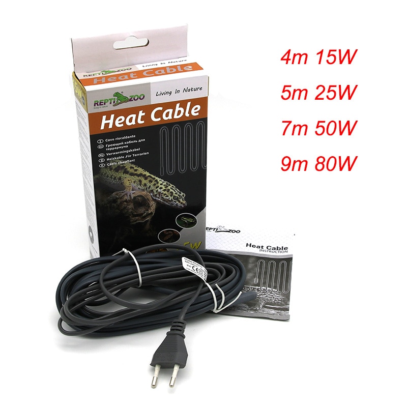 Cable calefactor de silicona infrarrojo para mascotas, Cable de alimentación de 1,7 m, para vivero de reptiles, propagador de cables cálidos de 15W, 50W, 25W y 80W