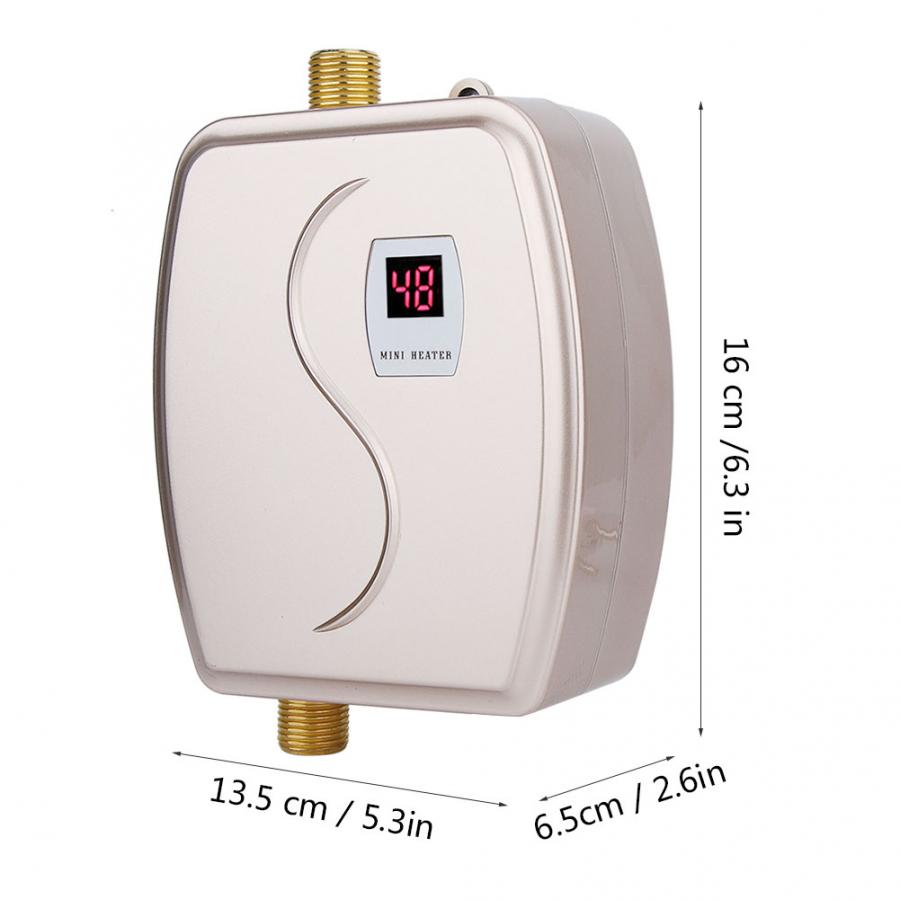 Mini calentador de agua instantáneo eléctrico sin tanque de 3800W, sistema de calentador de agua instantáneo para baño de cocina: Golden