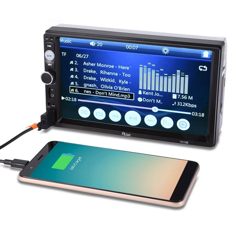 7010B 2 Din Car Video Player 7 Inch LCD Press Sn Bluetooth FM Radio MP5 Player with 720P Camera