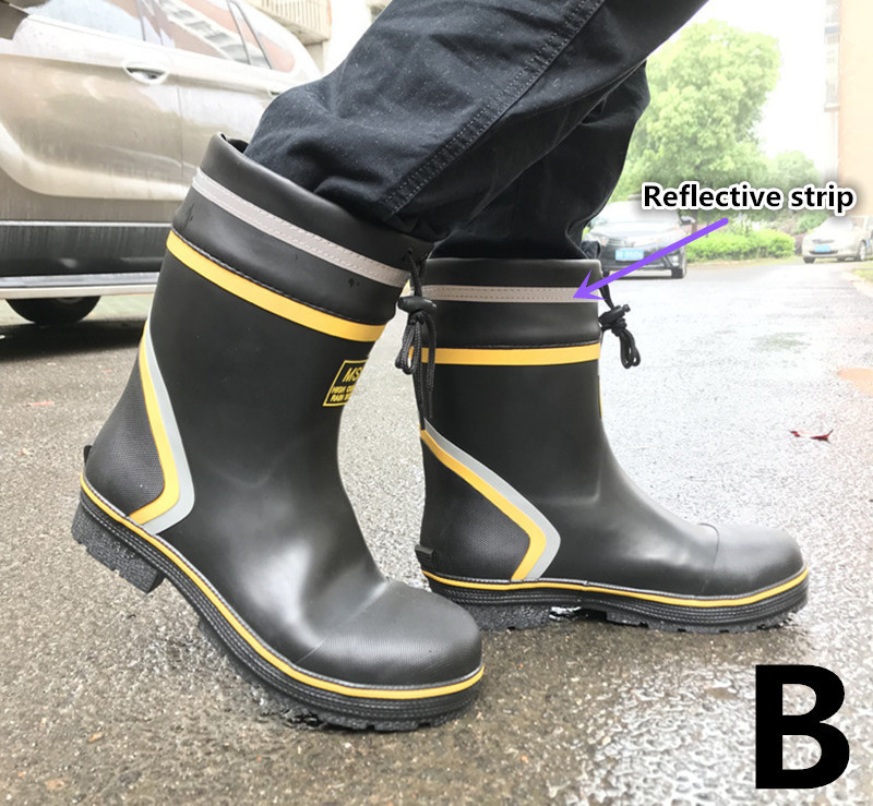 Steel Toe Anti-puncture Rubber Waterproof Boots Safety Non-slip Rain Water Shoes Men Aqua Wader Fishing Garden Car Wash Farm Mud: B / 40