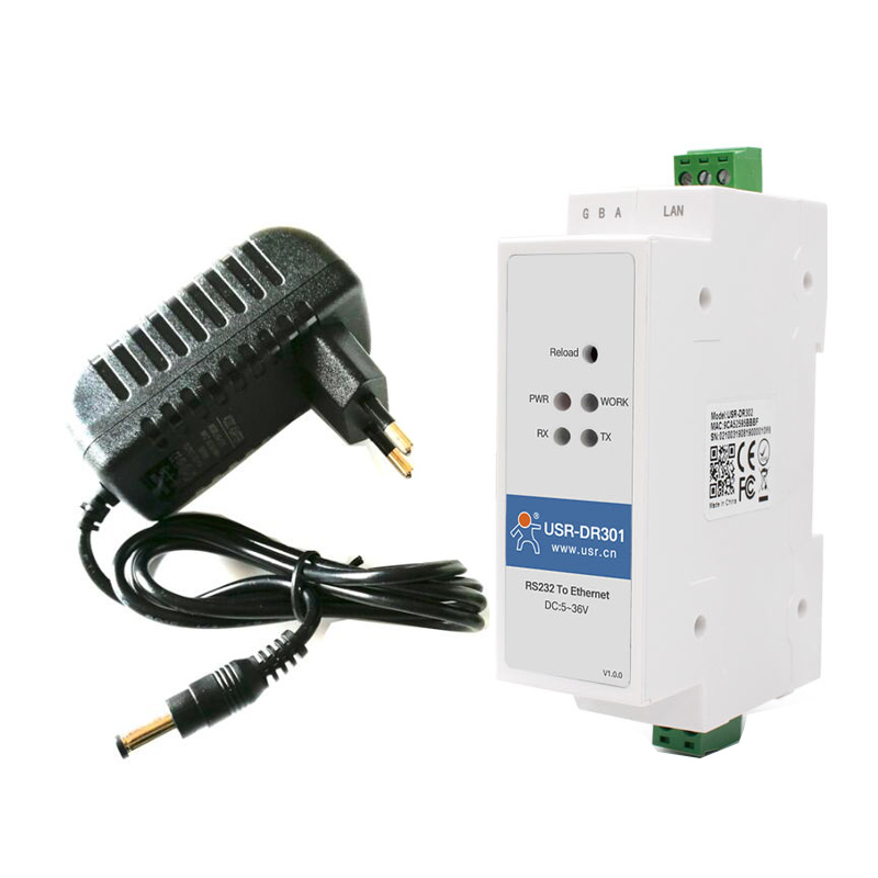 Met Power Adapter USR-DR301 Din-Rail RS232 Seriële Naar Ethernet Converter Modbus Rtu Om Tcp