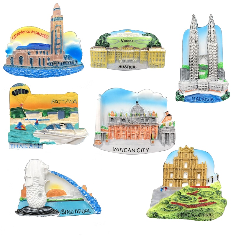 Marokko Oostenrijk Maleisië Nieuw-zeeland Magneet 3D Magneet Sticker Reizen Souvenir Decoratie Koelkast Sticker