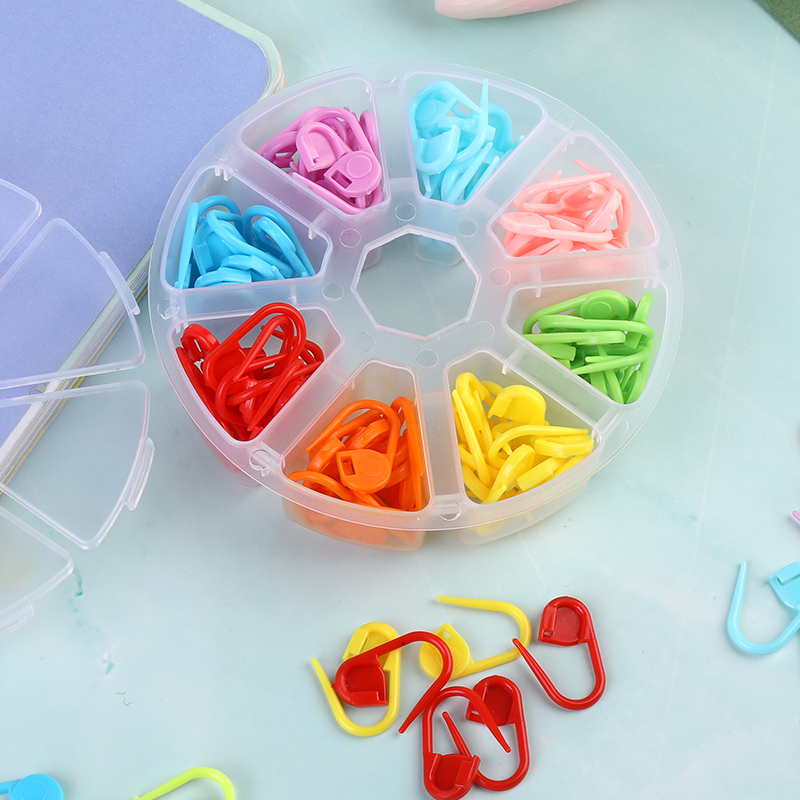 Crochet à pince à aiguille avec boîte, marqueurs de points de verrouillage mixtes, petit Clip en plastique coloré, accessoires de tricot au Crochet