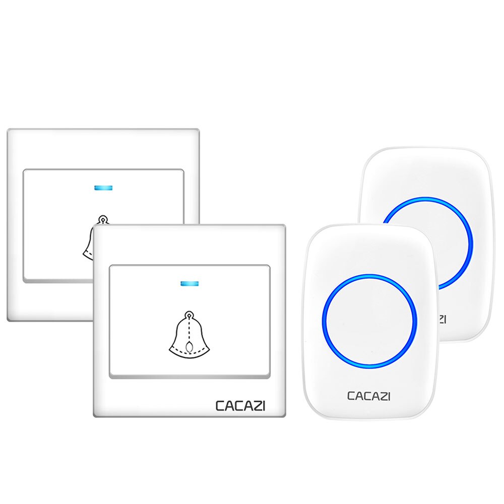 CACAZI Wireless Doorbell Waterproof 60 chimes 5 Volume Home Cordless Door Ring Bell 220V US EU UK Plug 1 2 Button 1 2 3 Receiver