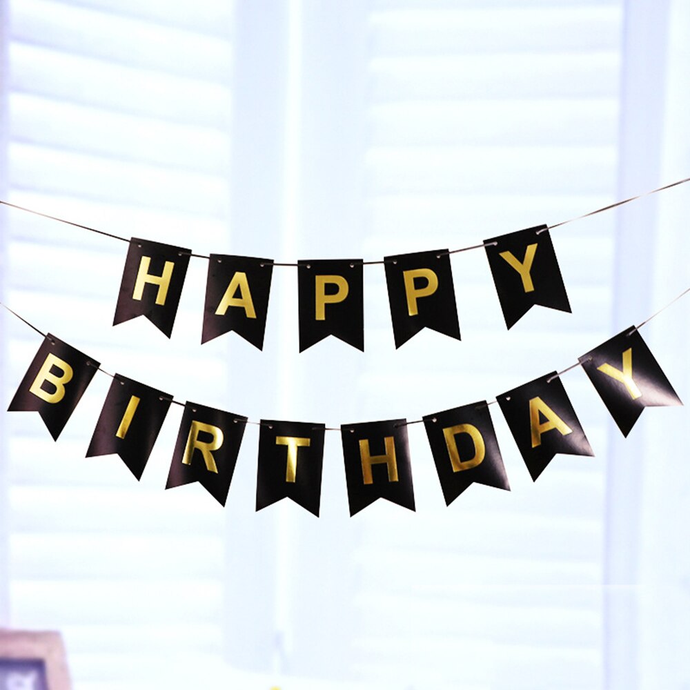 13pcs/set Rose Pink Happy Birthday Banner Signs Golden blue Hanging Flag Birthday Party Supplies rainbow clolor Bunting Decor: NO 3