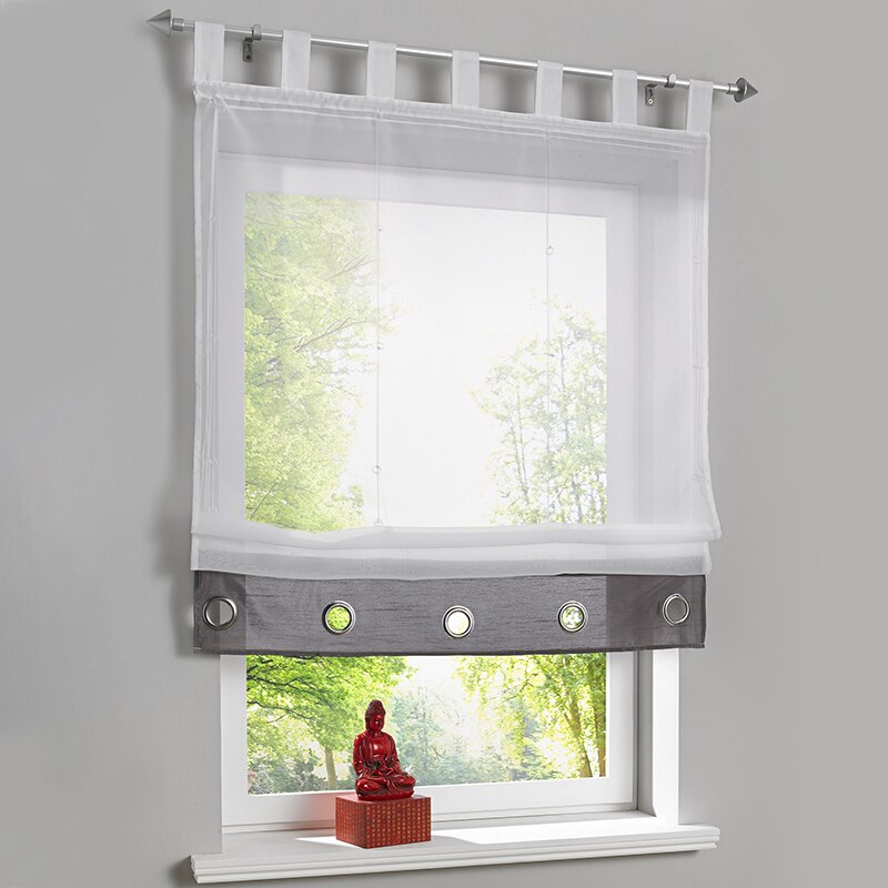 Romeinse Gordijn Coffe Kamer Sheer Gordijn Voor Keuken Woonkamer Voile Screening Panel 1 Stks/partij Met Lint Riemen