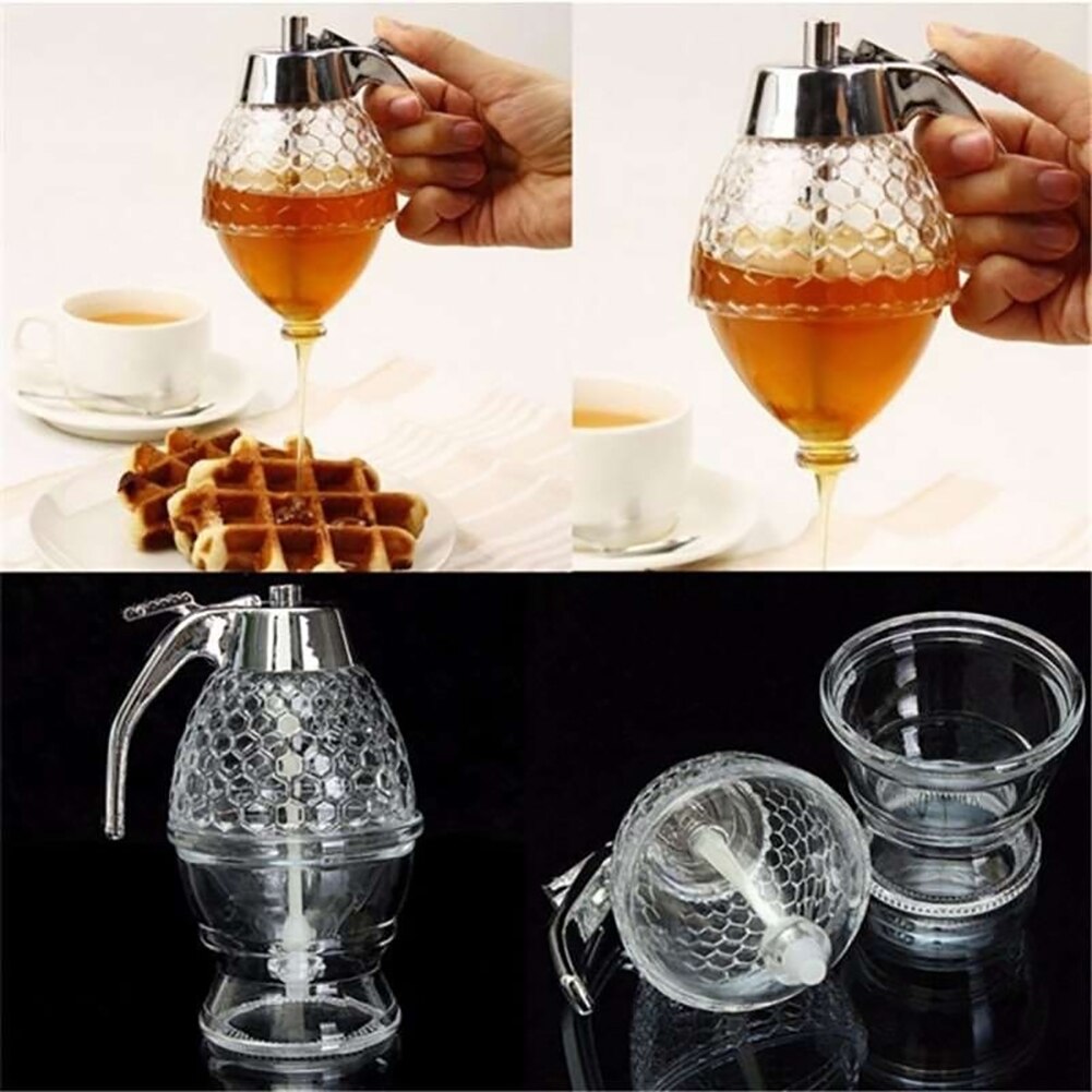 Squeeze Bottle Honey Jar Container Bee Drip Dispenser Kettle Storage Pot Stand Holder Juice Syrup Cup Home Kitchen Accessories