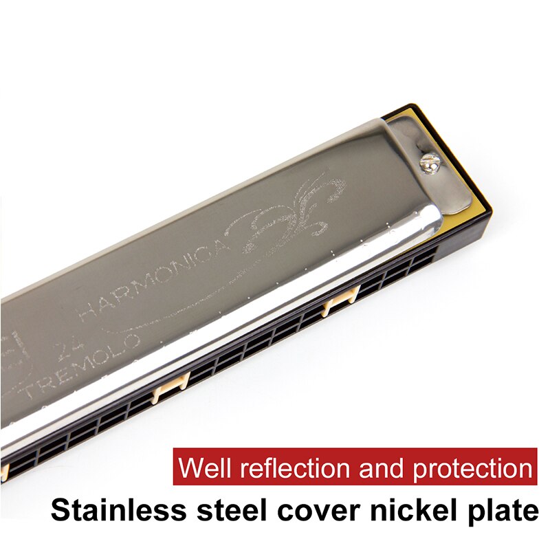 Tremolo Harmonica - 24 Holes - Phosphor Bronze Reeds - Key of C - French Harp