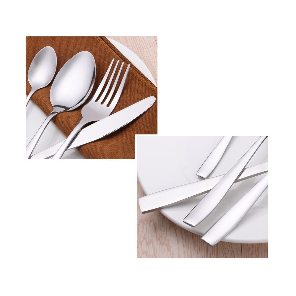 24pcs Flatware Set Stainless Steel Kitchen Cutlery Set Tableware Dinnerware Utensil Set with Wooden Case