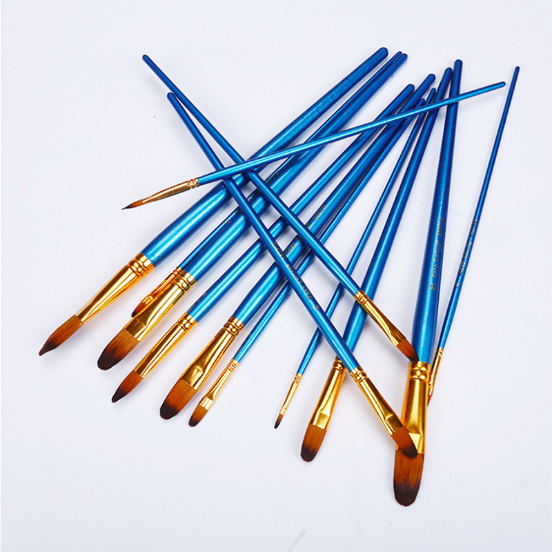 Juego de pinceles de nailon para pintura de uñas, Set de 12 pinceles de cabeza redonda para pintar con acuarela acrílica, ideal para estudiantes, niños y artistas