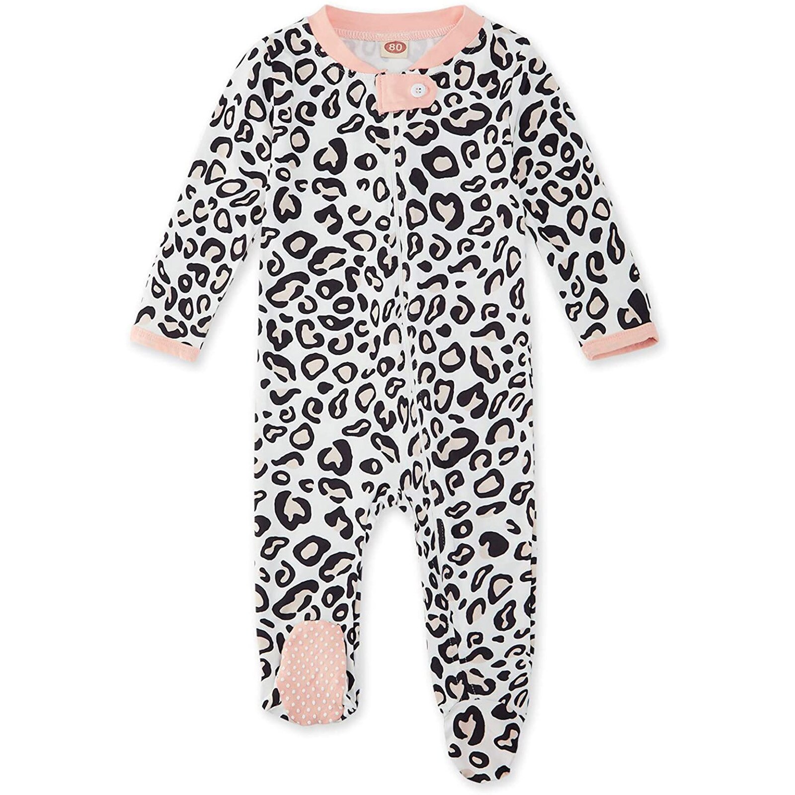 Baby one-piece pijamas das crianças para meninos e meninas com estampa de leopardo pijama puxar um-peça pijamas com pés кигуруми 40 *