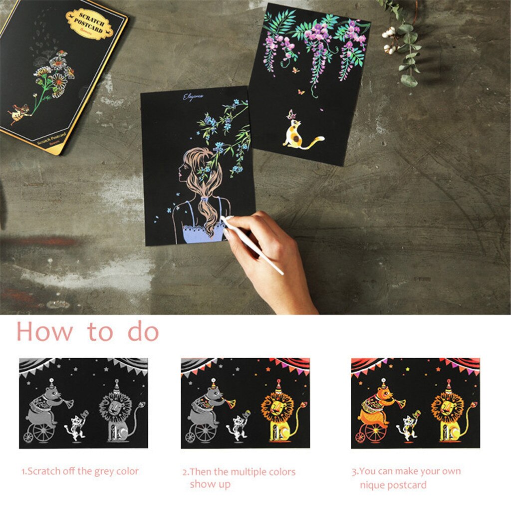 4PC Magic Paper Rainbow Scratch Art Paper Card Paint For Children Paint Postcard Kids DIY Scratch Paper For Boys Girls