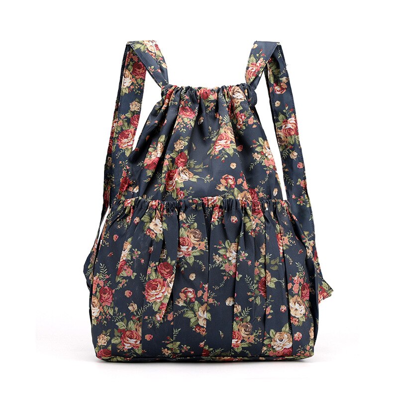 Mochilas de Nylon con cordón para mujer, mochilas de gran capacidad con estampado Floral, bolsas de compras para viajes y Fitness: Style 7