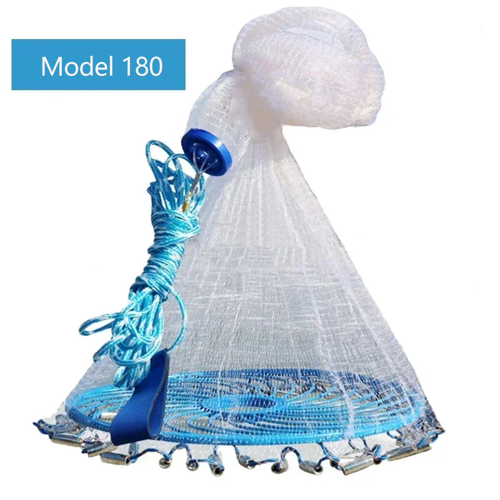 Lawaia diep gat gegoten netto lron stalen hangers hete verkoop visnet blauwe ring Amerikaanse stijl kleine mesh vangst vis gieten netwerk: Licht Groen