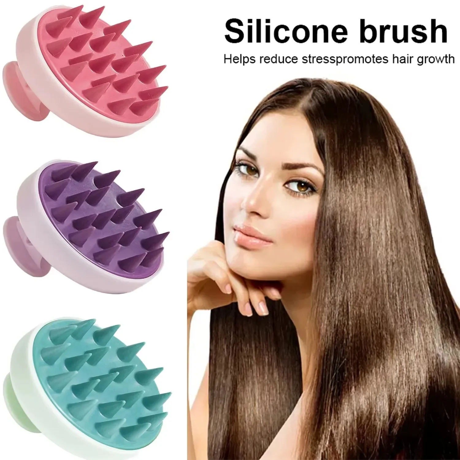 1 cepillo de champú de silicona para cabeza, peine para masaje del cuero cabelludo, peines para lavado de cabello, cepillos para masaje corporal para baño y ducha, herramientas de peluquería