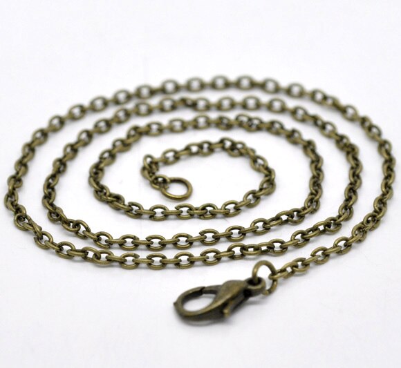 8Seasons Iron Alloy Link Cable Chain Necklace Antique Bronze Color Handmade Women Jewelry 45.6cm long, Chain Size: 2x3mm,12PCs