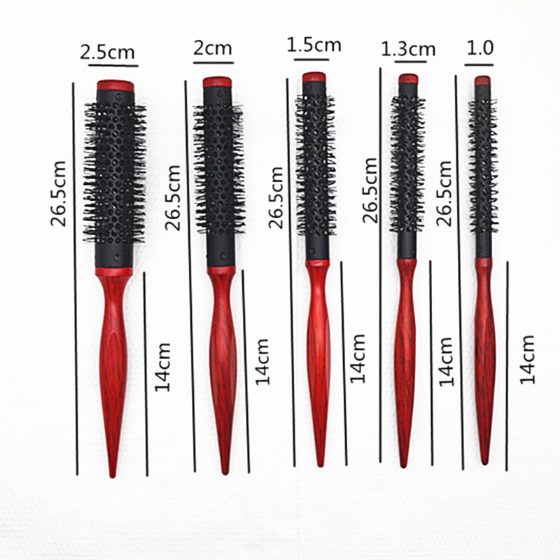 1pc bouclé rond rouleau brosse à cheveux Nylon peigne Salon barbier brosse à cheveux coiffure style outil bord contrôle bois peigne