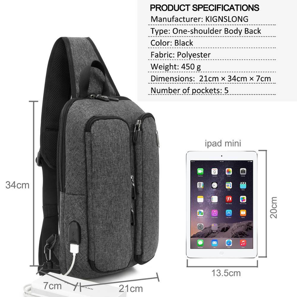 Saco de estilingue moda preto sacos com eua carga peito saco de pouco peso daypack ao ar livre sacos diários caber em 9.8 polegada ipad por ksl