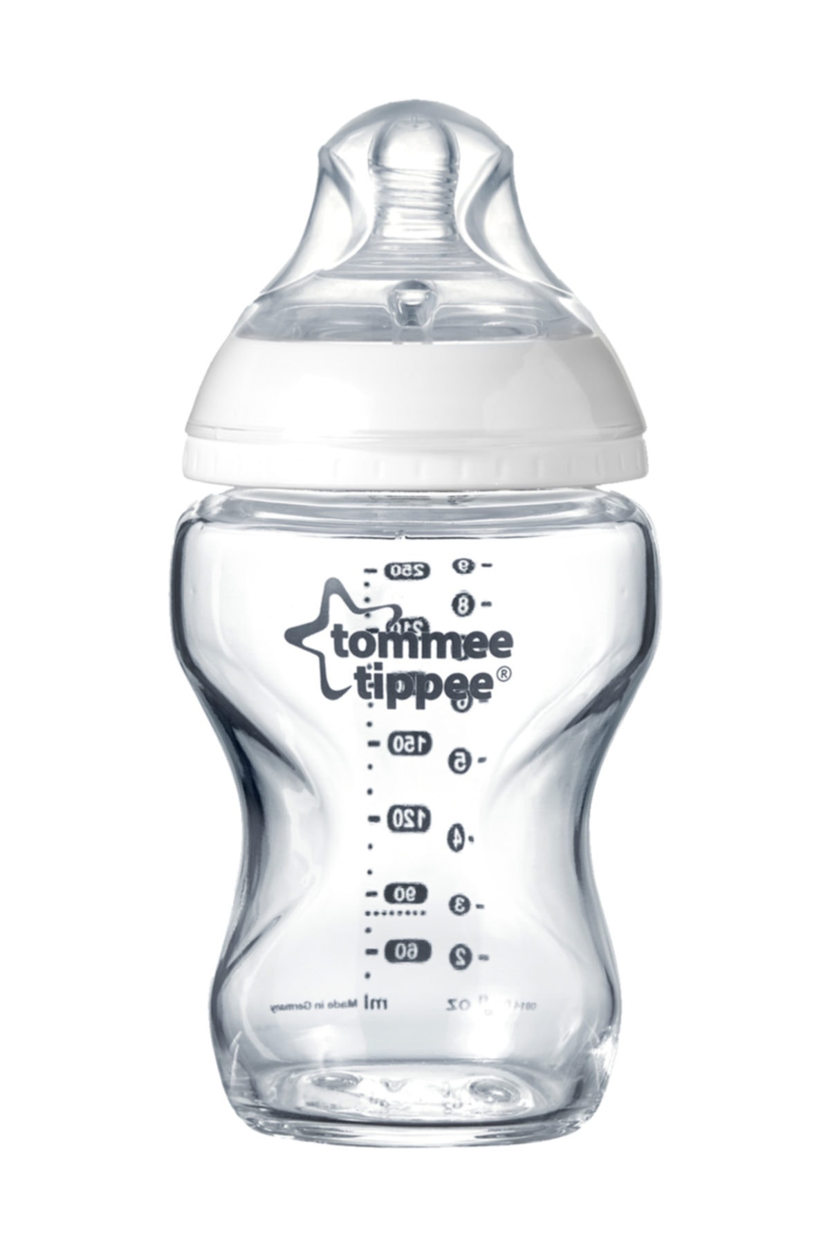 Newborn Glass Baby Bottle Food Door Baby Feeding Tools Tommee Tippee Closer to Nature Glass Feeding Bottle, 250 ml x 1-Transparent