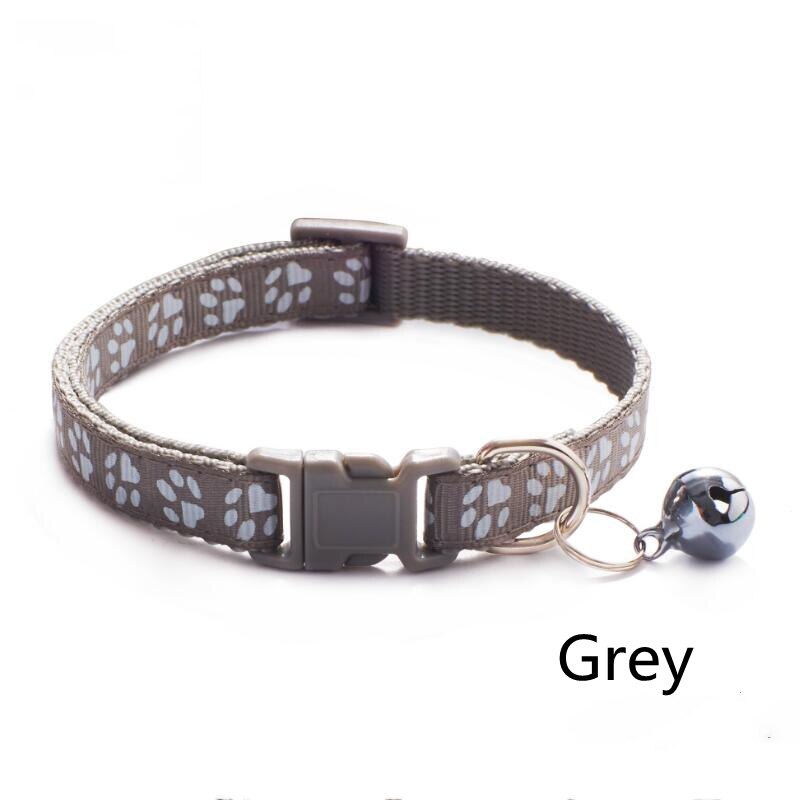 Collier avec clochette pour animal de compagnie,accessoire coloré pour chat, avec boucle réglable, sangle pour chats et petits chiens, Chihuahua: Grey