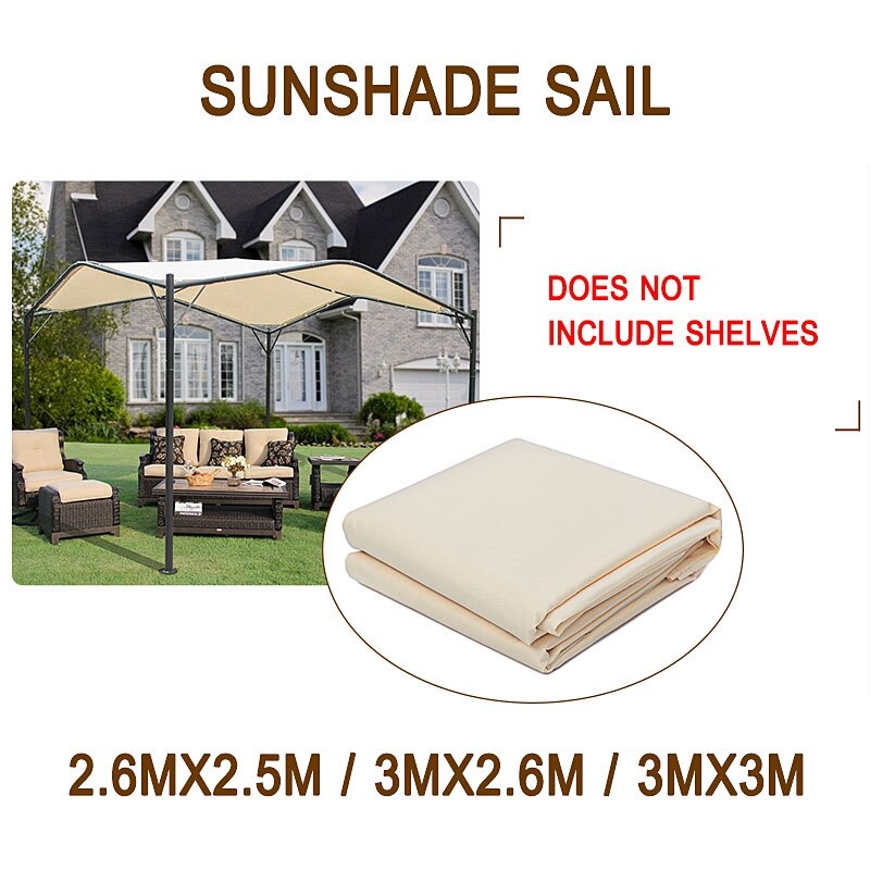 3x3/2.6M 300D Canvas Waterproof Tent Canopy Sun Shelter Cloth Outdoor Tent Top Roof Cover Garden Patio Awning Supplies Tool