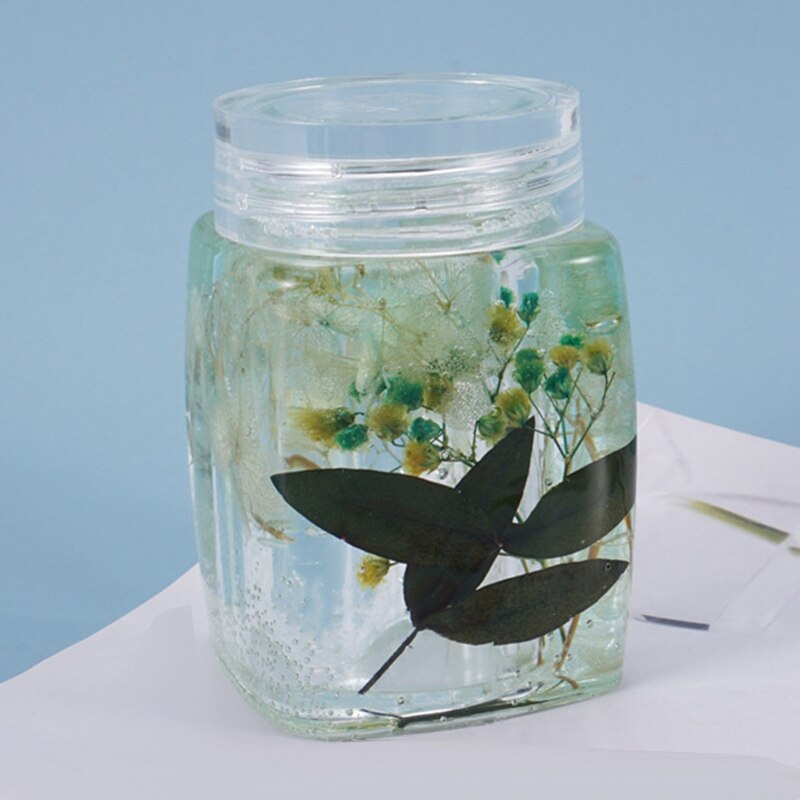Diy krystal epoxy form flaske opbevaring flaske opbevaring forseglet krukke med låg opbevaring silikone form