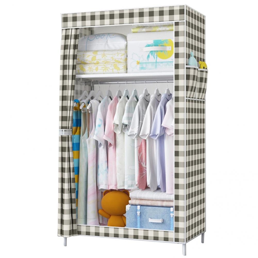 Easy to Install 1 Set Great Storage Shelves Clothes Hanging Rack Load Bearing Clothing Storage Cabinet Curtain for School
