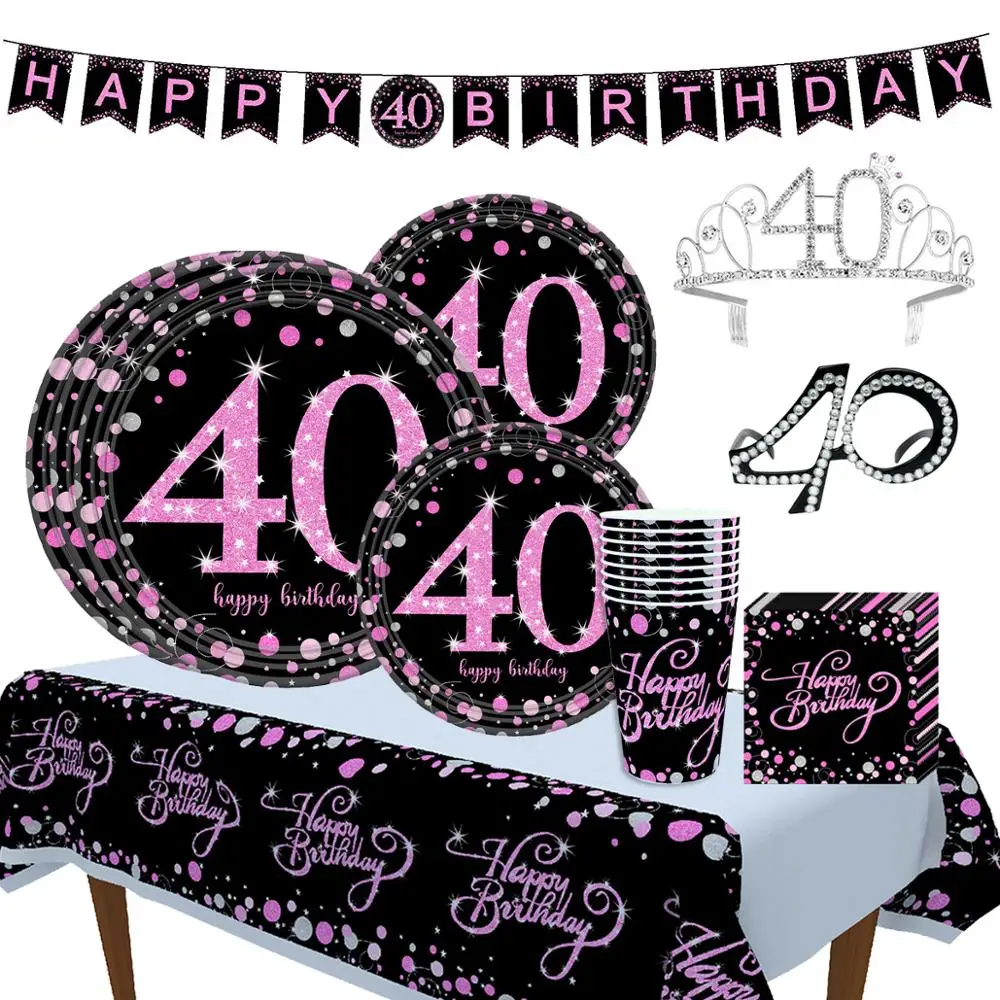 Cheer 40 Black Gold Balloon Happy Birthday 40 Years Balloons 40th Birthday Party Decoration Adults Foil Latex Baloon 40 Birthday