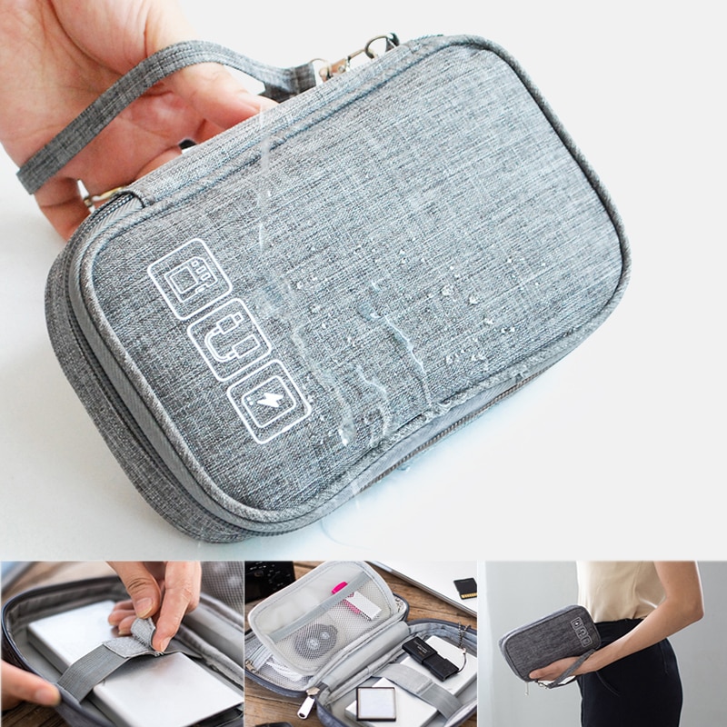 Kabel taske organizer ledninger oplader digital usb gadget bærbar elektronisk øretelefon etui lynlås opbevaringspose tilbehør rejse