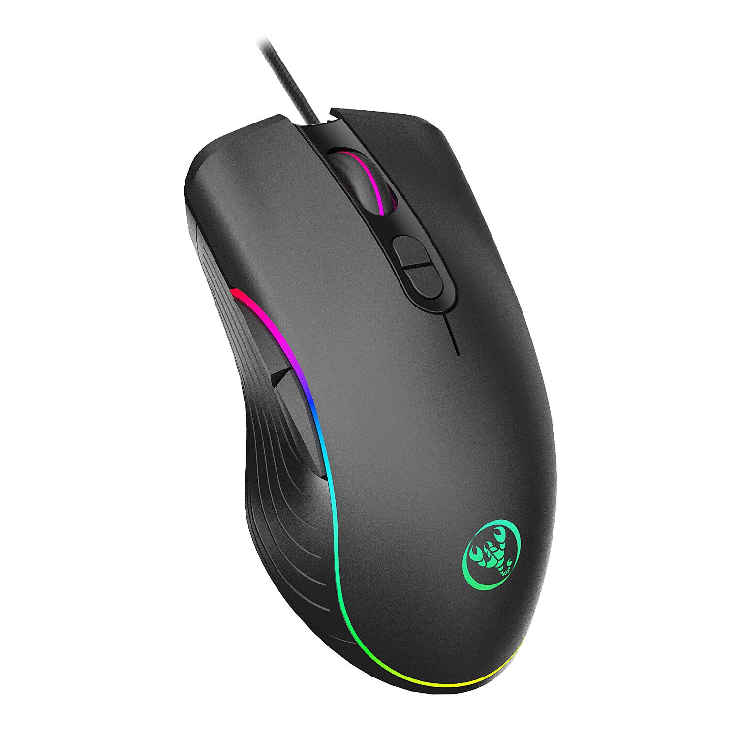 Hongsund Upgraded version RGB Light 7200DPI Macro Programmable 7 Buttons Optical USB Wired Mouse Gamer Mice computer Gaming: HS-A867 RGB 6400DPI