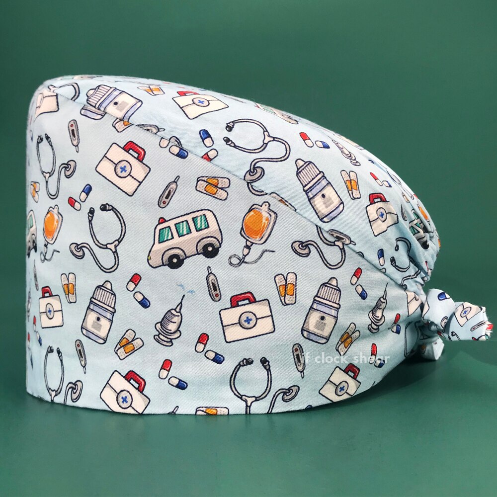 Ziekenhuis Scrubs Vrouwen Hoeden Pet Grooming Chirurgische Hoeden Tand Schoonheid Verpleging Hoed Multicolor Caps Met Zweet-Absorberende: 22195