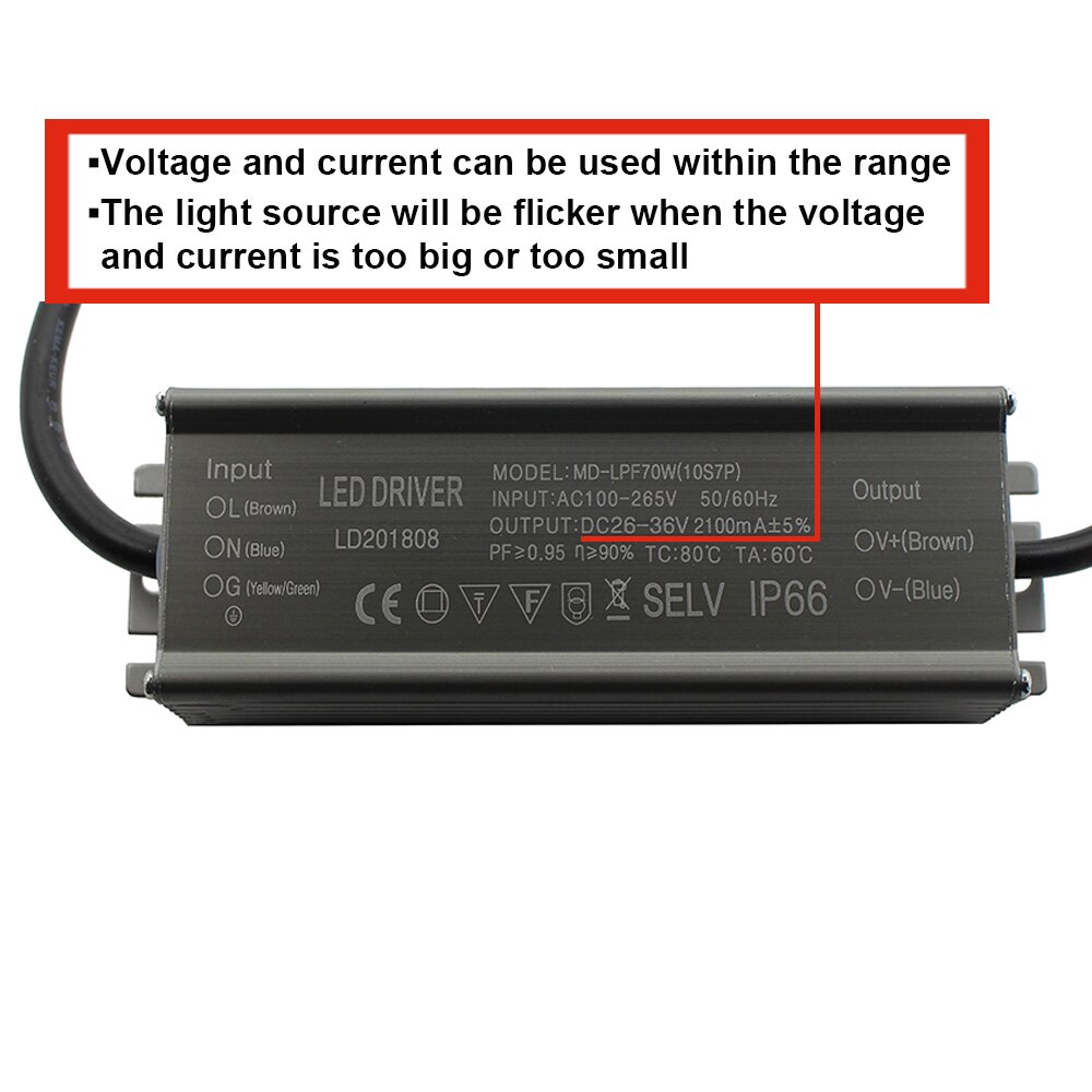 Aluminium IP66 70W Led Driver 2100mA Ac 100-265V Voeding Verlichting Transformator Drivers Ballast Voor Spotlights/Straat Lampen