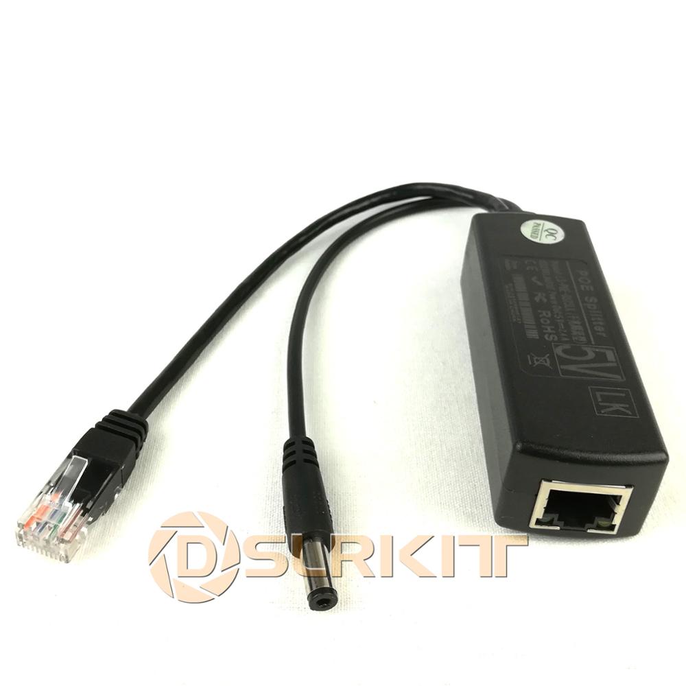 DSLRKIT DC 5V 2.4A 5.5x2.1mm Port Gigabit Active PoE Splitter 802.3af 802.3at 1000mbps