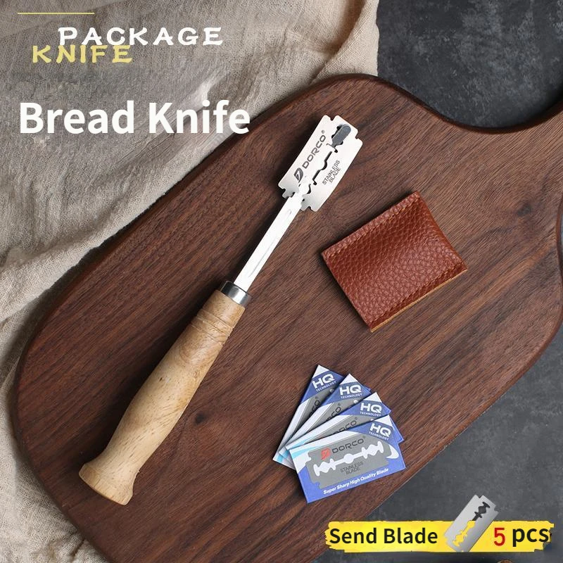 Broodsnijders Met 5PCS Vervanging Messen Bakmes Gereedschap Voor Westerse Baguette Franse Toast Cutter Bagel Arc Gebogen Mes