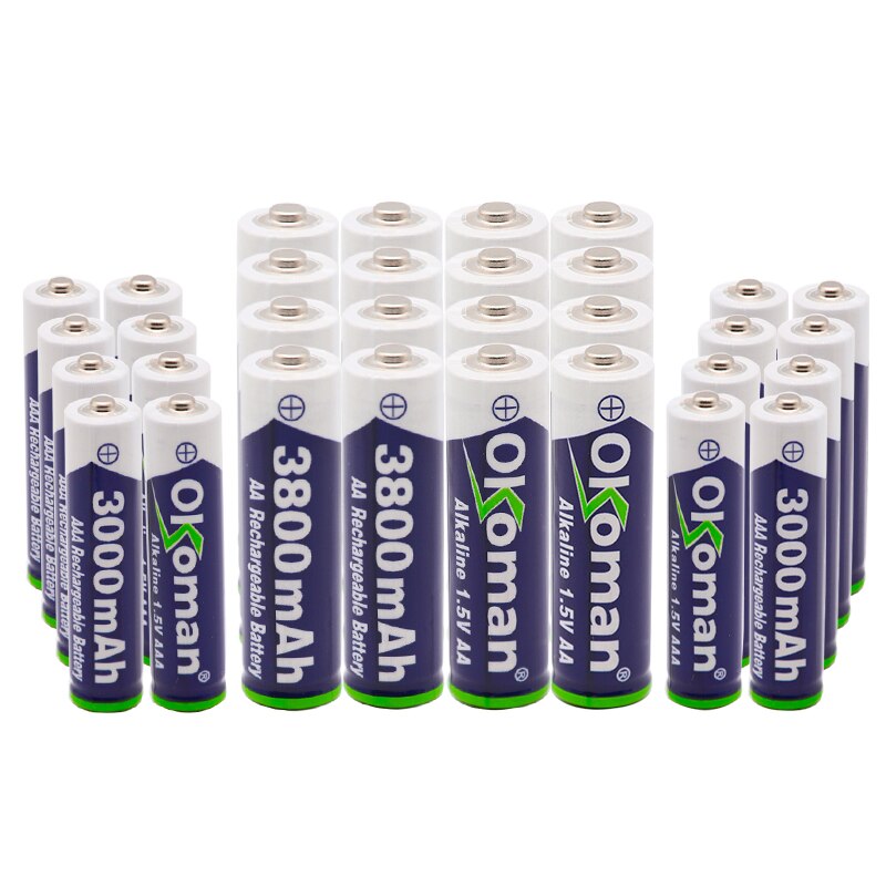 16PCS Alkaline Rechargeable Batteries 1.5V AA/AAA 3000mAh Battery For Toys  Clock